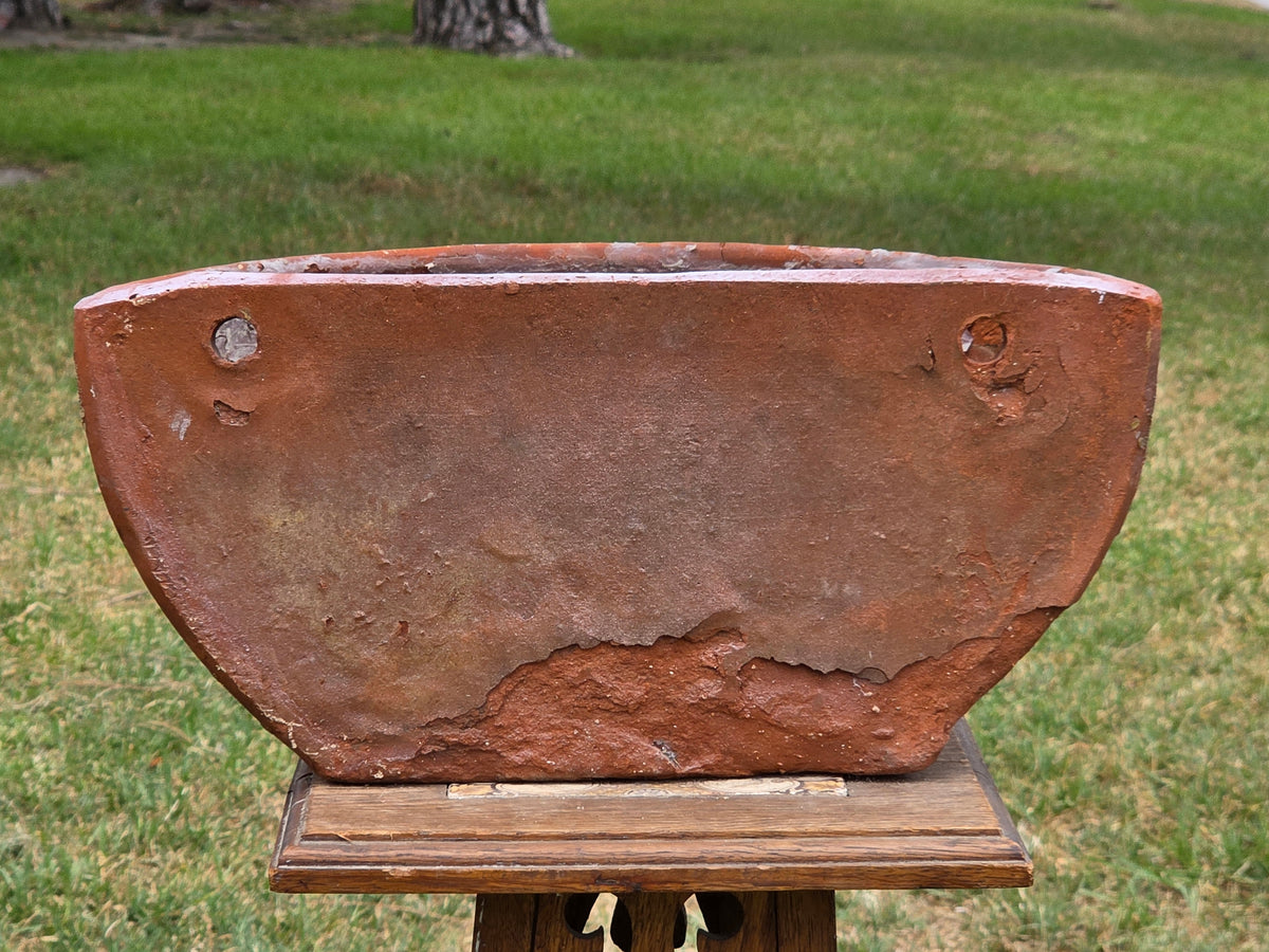 Vintage Terracotta Wall Pocket Planter Grapevine Relief Half Moon Hanging Pot