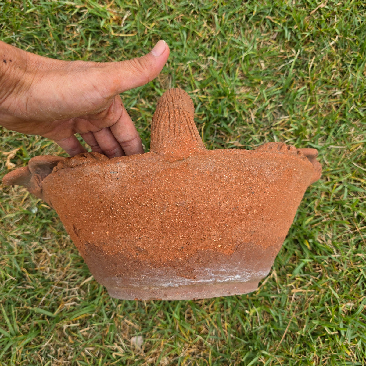 Vintage Mexico Terracotta Basket Planter Clay Pot Hand Forged Flower Large 14"