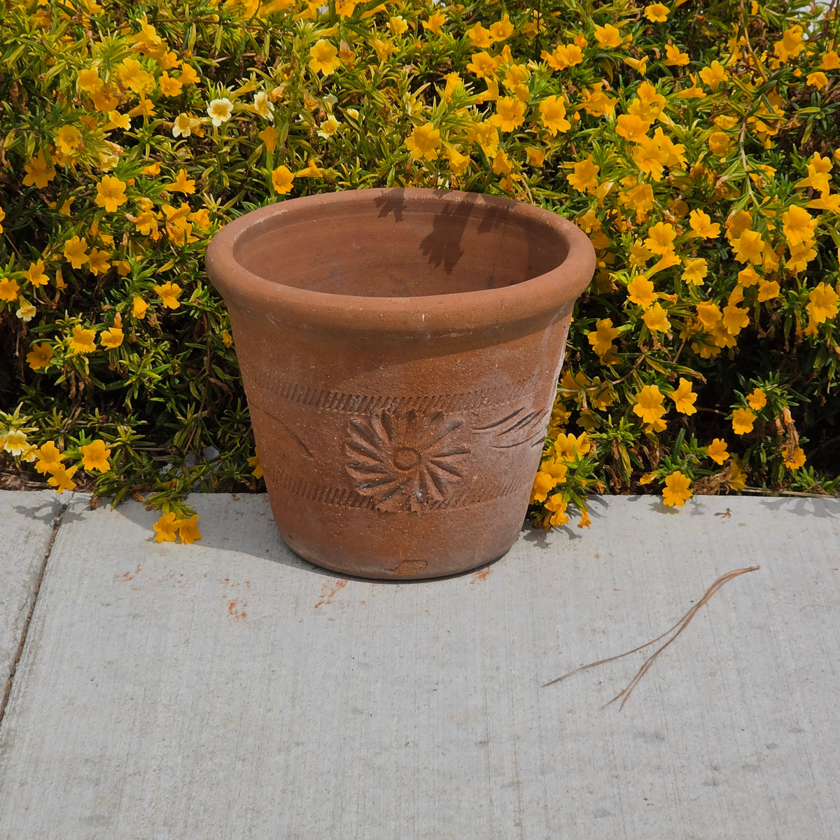 Vintage Terracotta Garden Planter Relief Flower Pot Aged Patina 13" Rustic Clay
