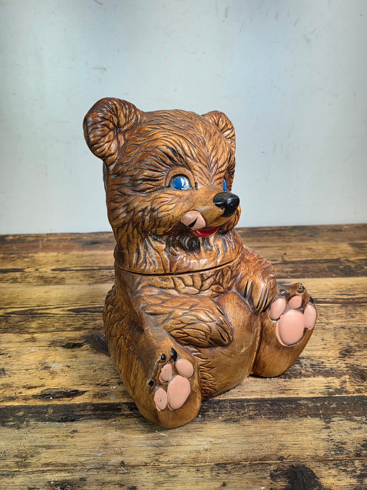 Vintage Gilner Pottery Brown Teddy Bear Cookie Jar 405 USA Ceramic Mid-Century