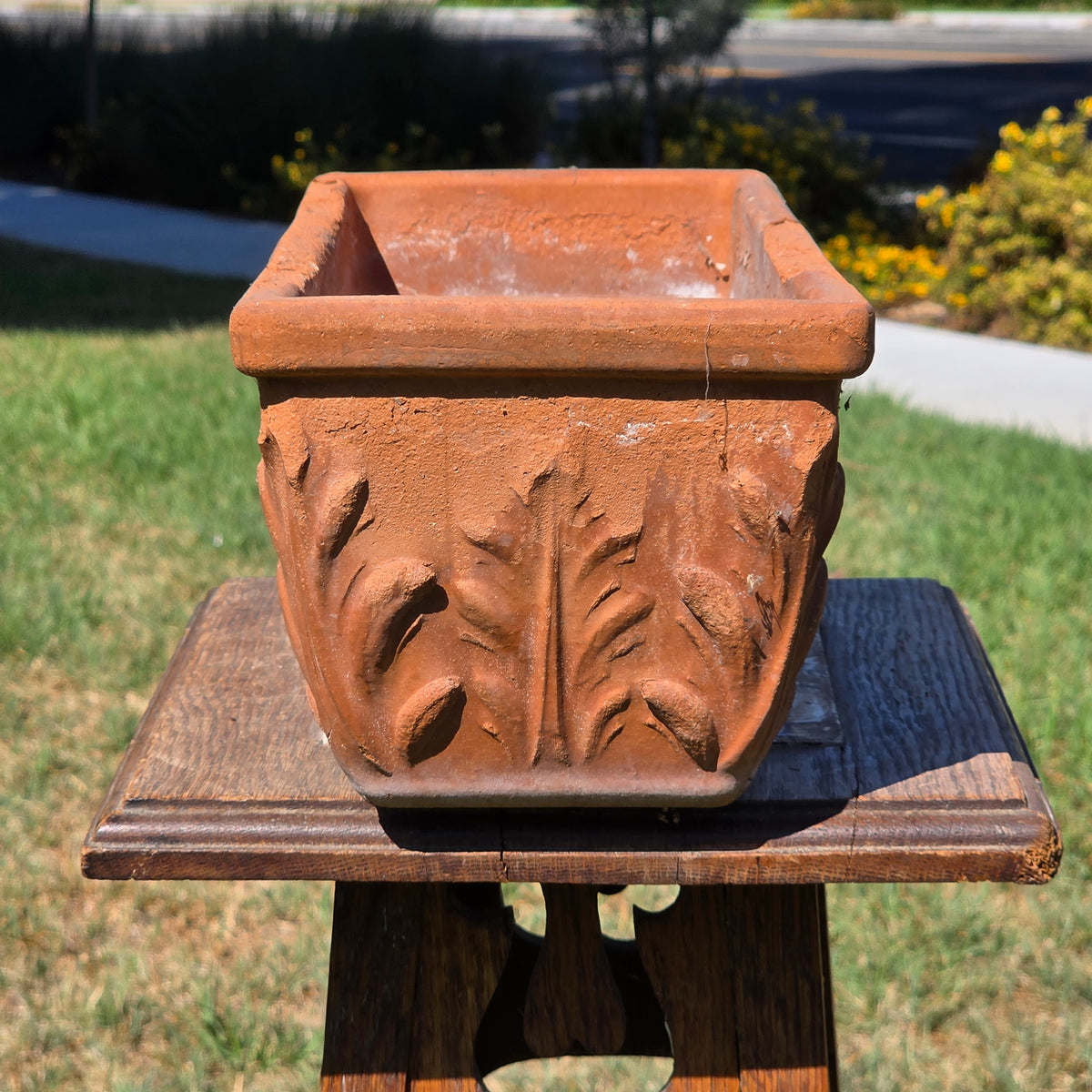 Vtg Deroma Terracotta Window Box Planter 13" Acanthus Leaf Italy Clay Pot Clay