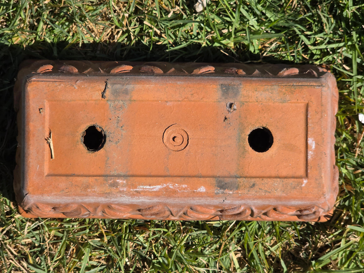 Vtg Deroma Terracotta Window Box Planter 13" Acanthus Leaf Italy Clay Pot Clay
