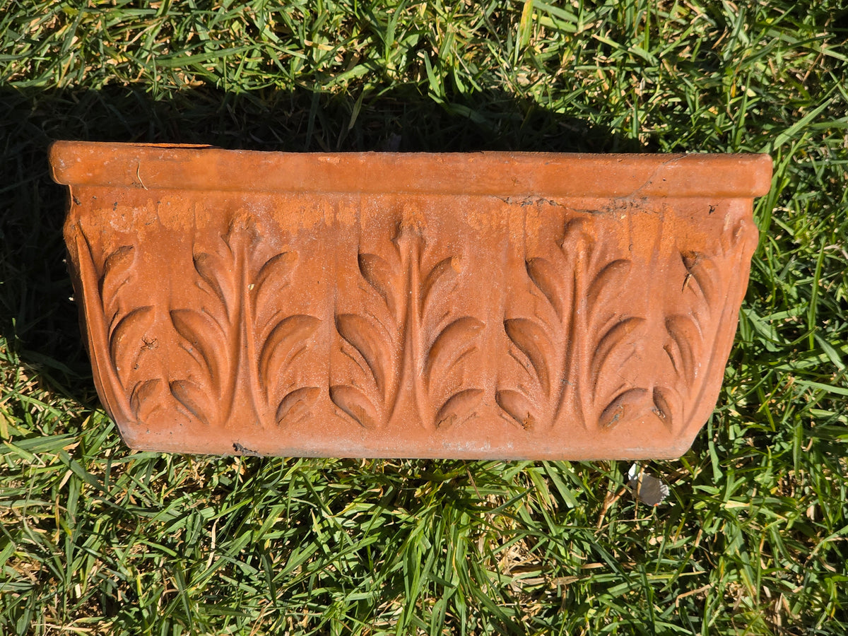 Vtg Deroma Terracotta Window Box Planter 13" Acanthus Leaf Italy Clay Pot Clay