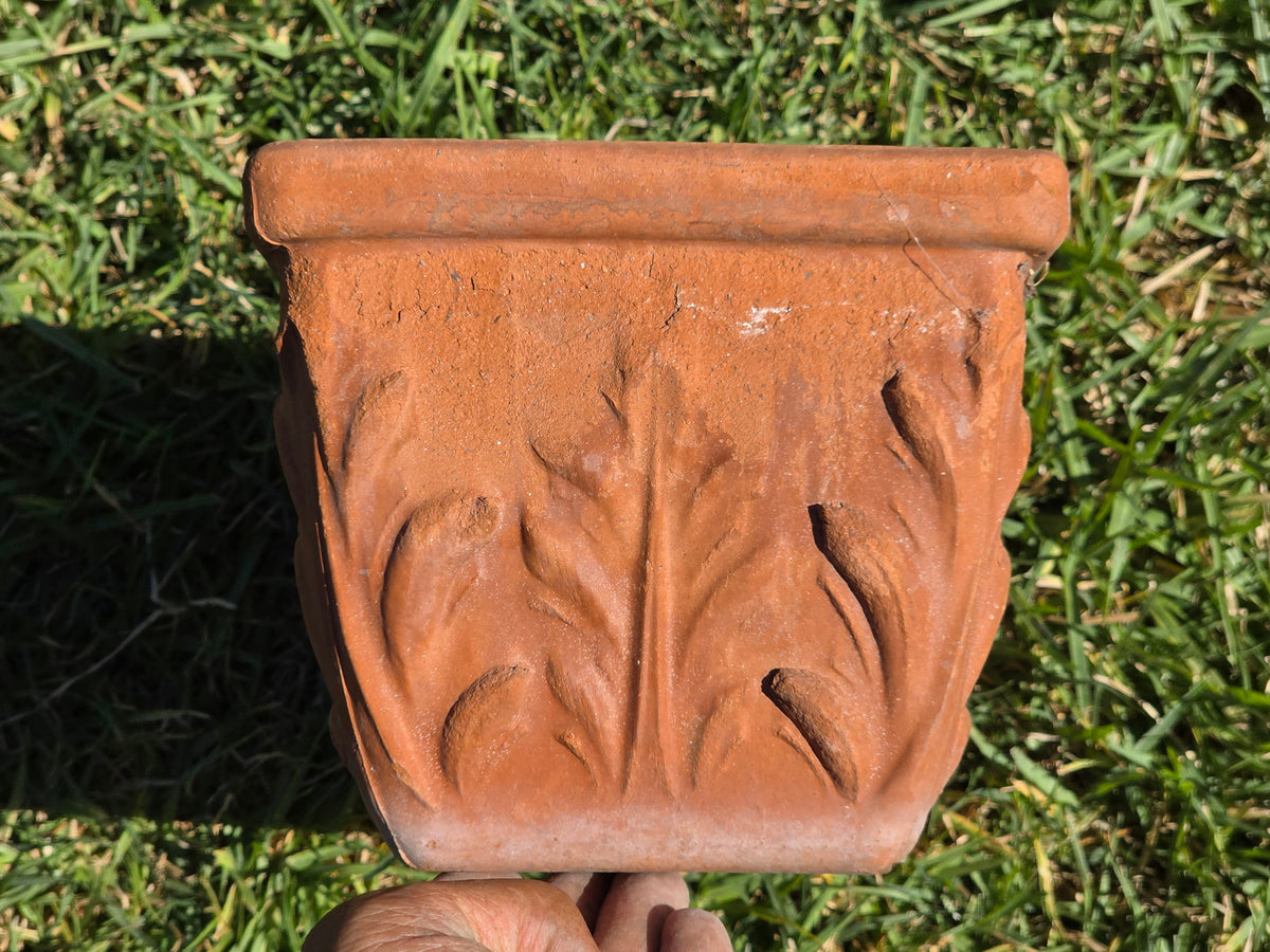 Vtg Deroma Terracotta Window Box Planter 13" Acanthus Leaf Italy Clay Pot Clay