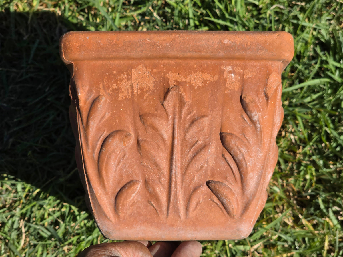 Vtg Deroma Terracotta Window Box Planter 13" Acanthus Leaf Italy Clay Pot Clay