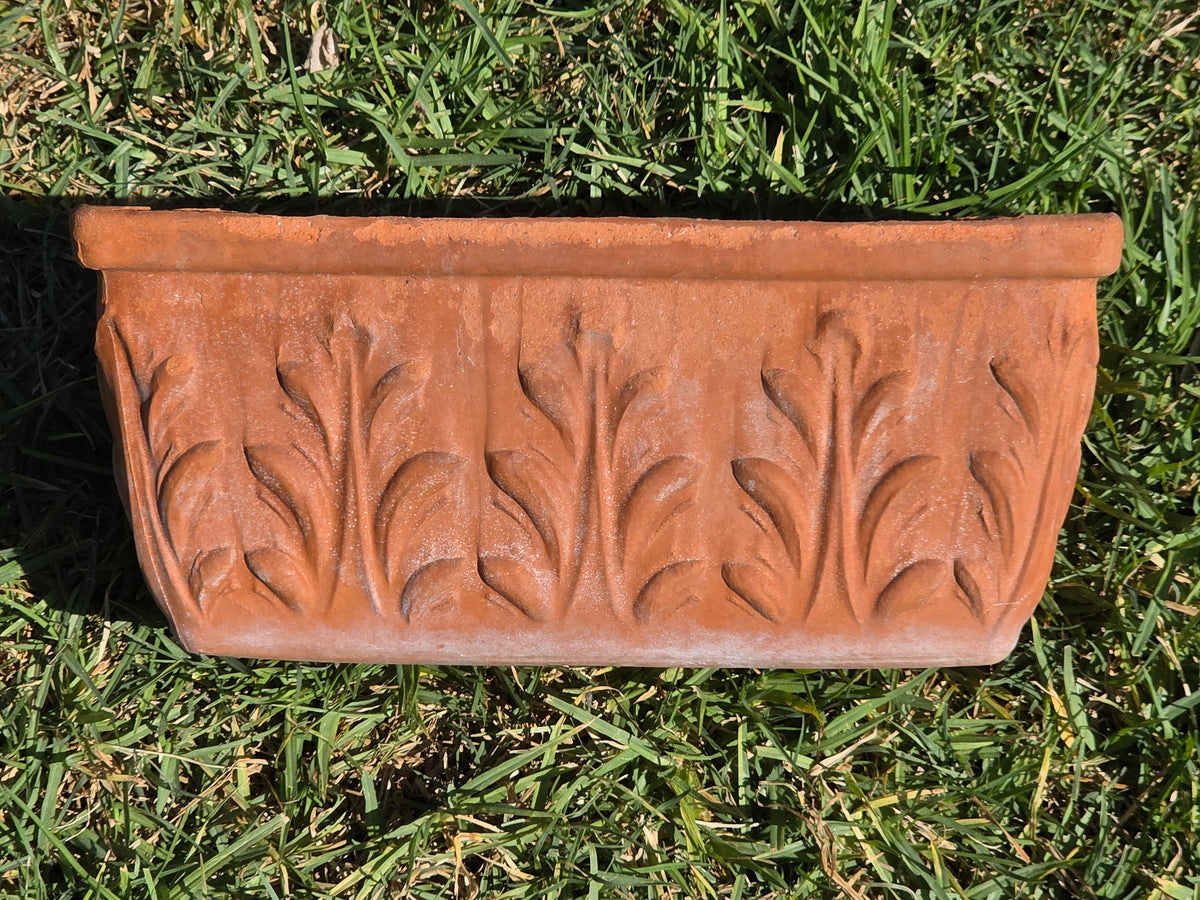 Vtg Deroma Terracotta Window Box Planter 13" Acanthus Leaf Italy Clay Pot Clay