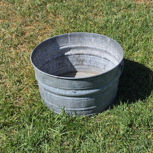 VTG Galvanized Wash Tub Round Metal Bucket 20" Farmhouse Planter Drink Cooler