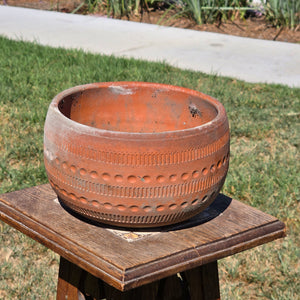 Vintage Terracotta Planter Pot Mid Century Geometric Boho Garden Bowl 9" 4.3lb