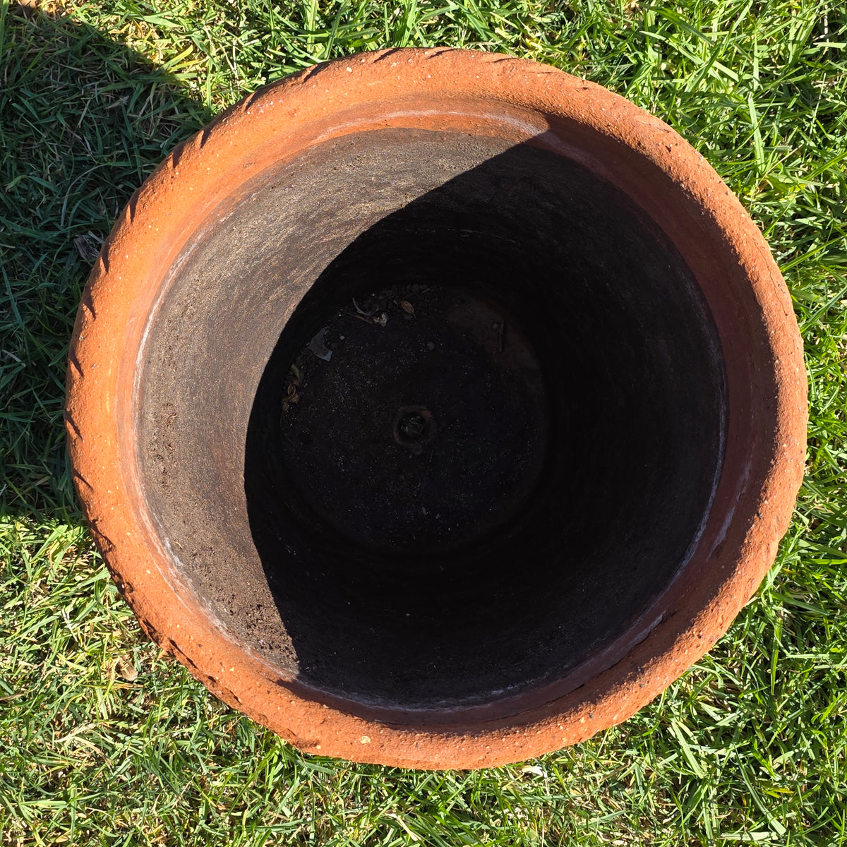 Vintage Mexican Terracotta Planter Rustic Clay Garden Pot 16" Weathered