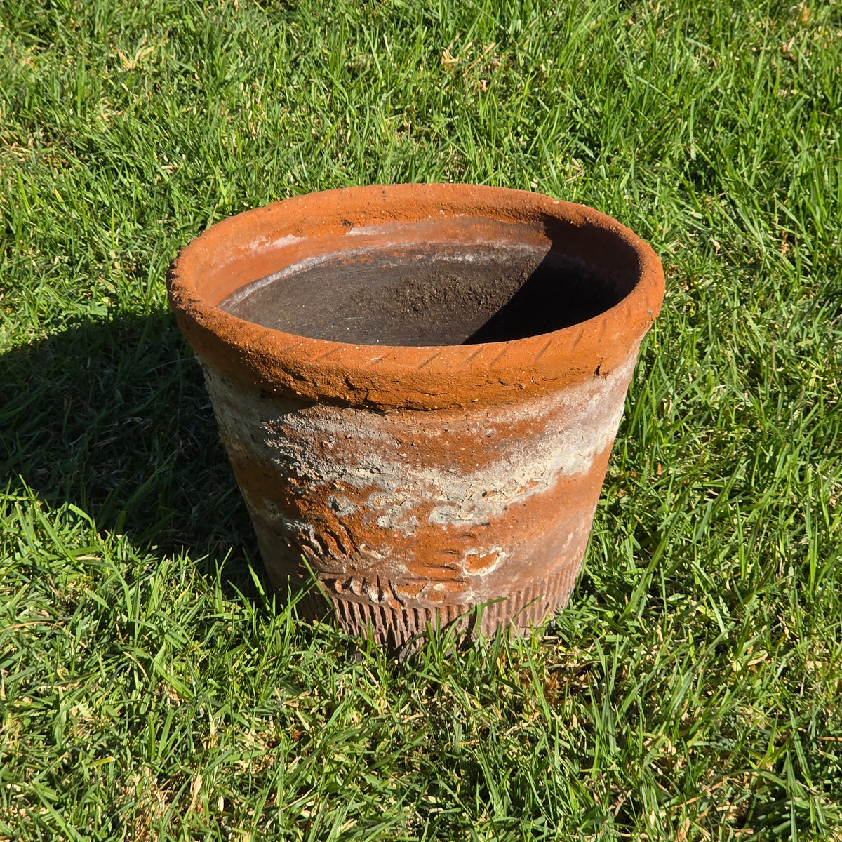 Vintage Mexican Terracotta Planter Rustic Clay Garden Pot 16" Weathered