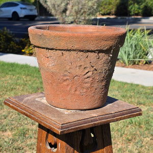 Vintage Mexican Terracotta Planter Pot Rustic Clay Flower Sun 10" Garden Mexico