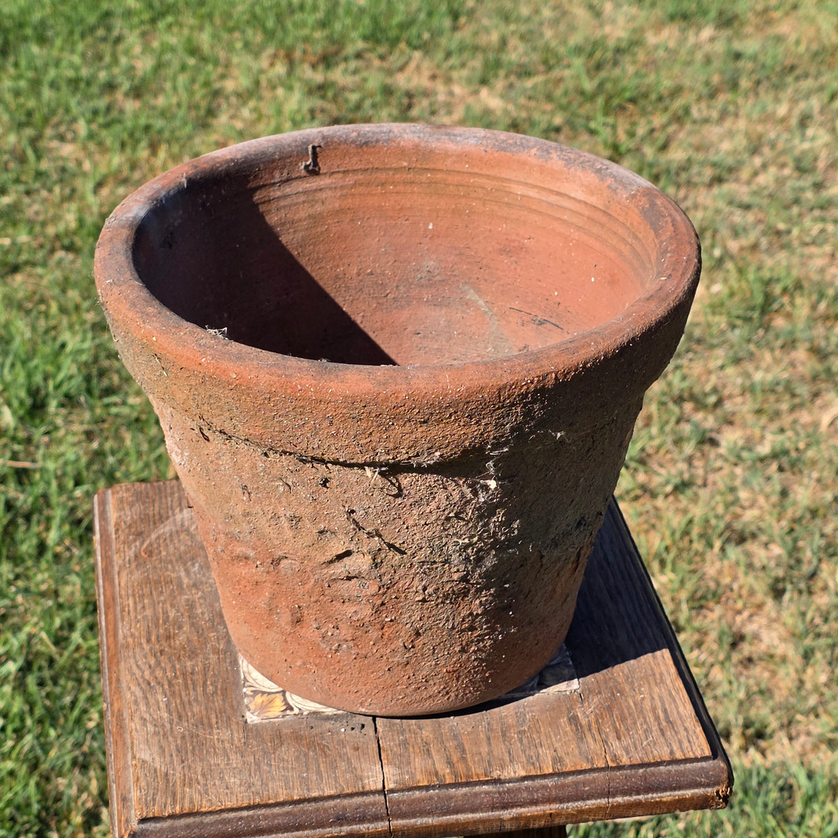 Vintage Mexican Terracotta Planter Pot Rustic Clay Flower Sun 10" Garden Mexico