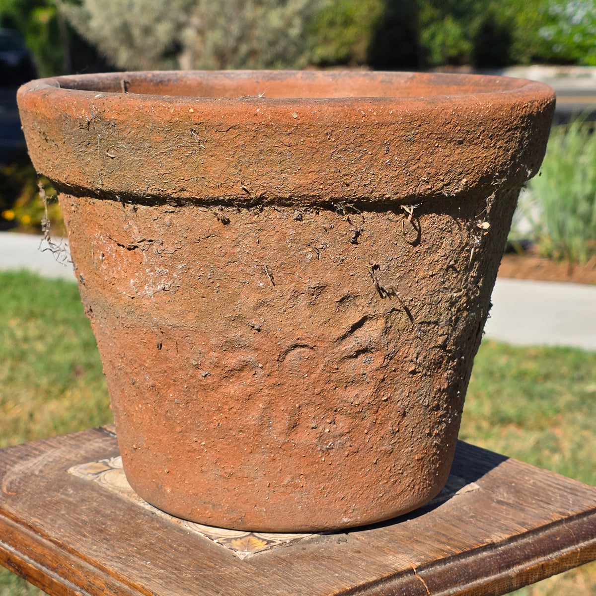 Vintage Mexican Terracotta Planter Pot Rustic Clay Flower Sun 10" Garden Mexico