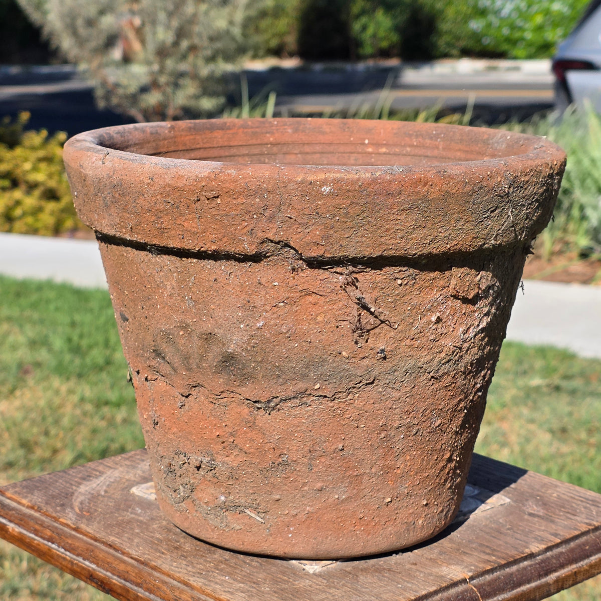 Vintage Mexican Terracotta Planter Pot Rustic Clay Flower Sun 10" Garden Mexico