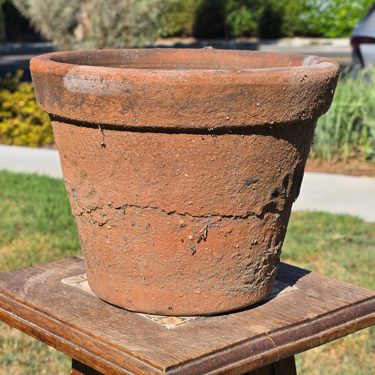 Vintage Mexican Terracotta Planter Pot Rustic Clay Flower Sun 10" Garden Mexico