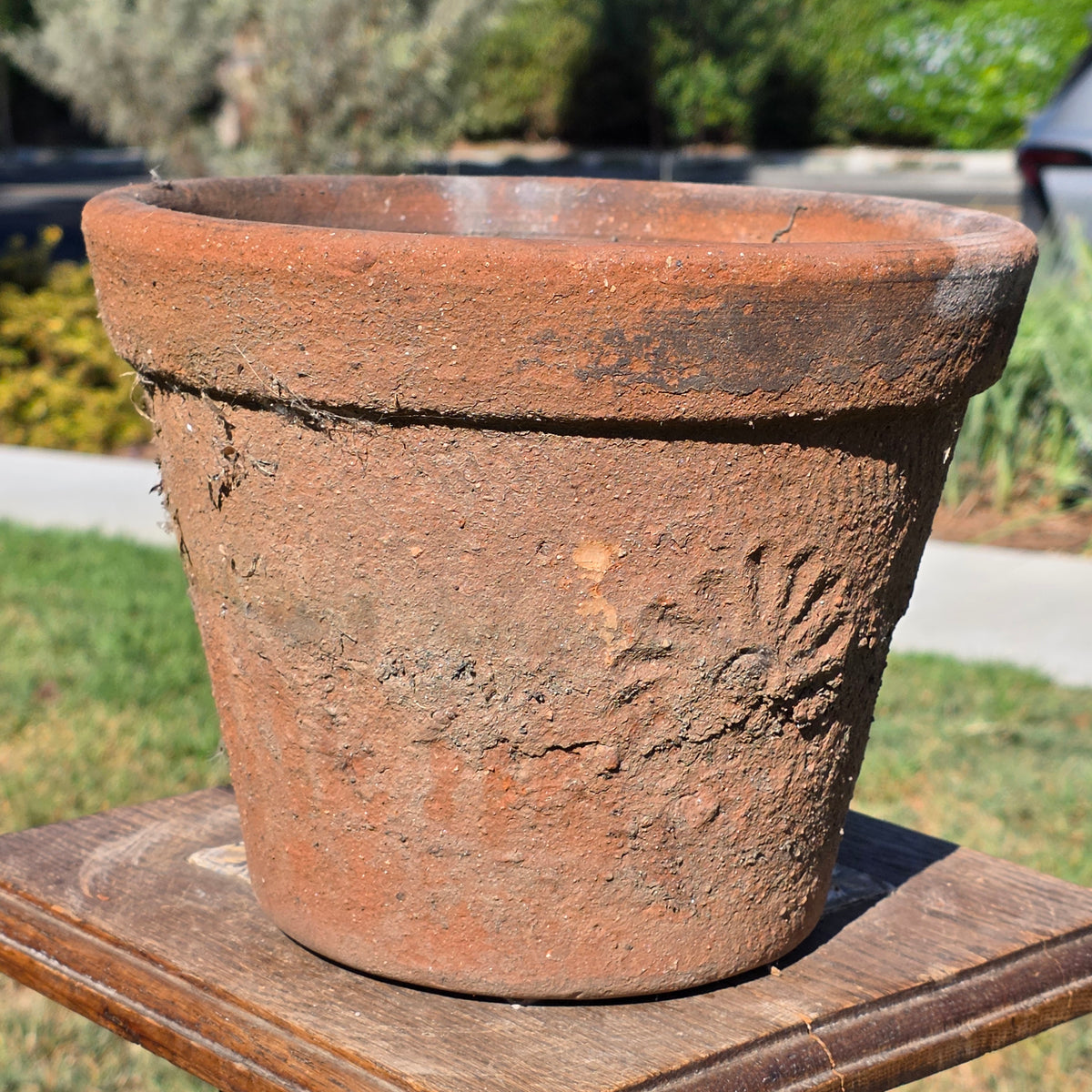Vintage Mexican Terracotta Planter Pot Rustic Clay Flower Sun 10" Garden Mexico