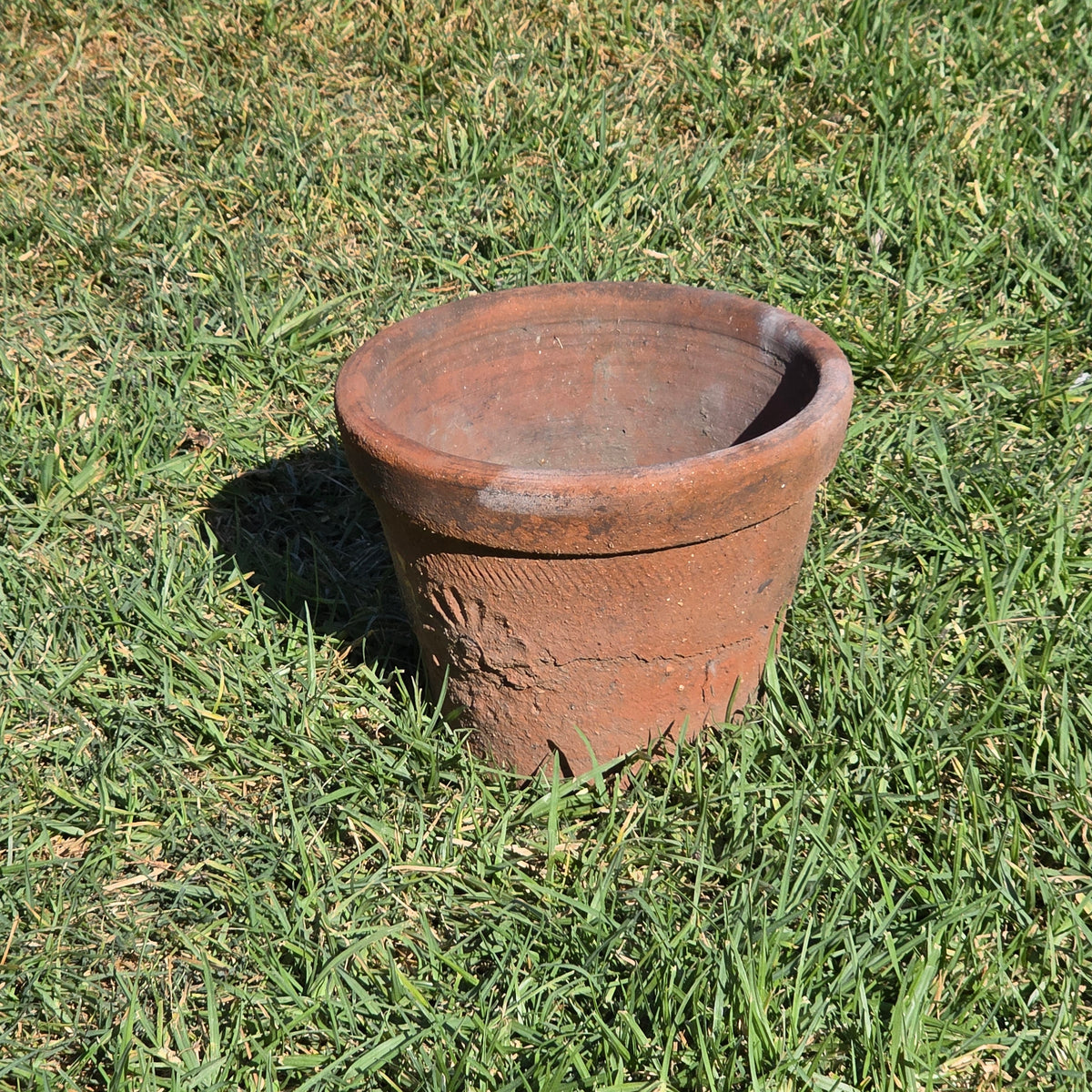 Vintage Mexican Terracotta Planter Pot Rustic Clay Flower Sun 10" Garden Mexico