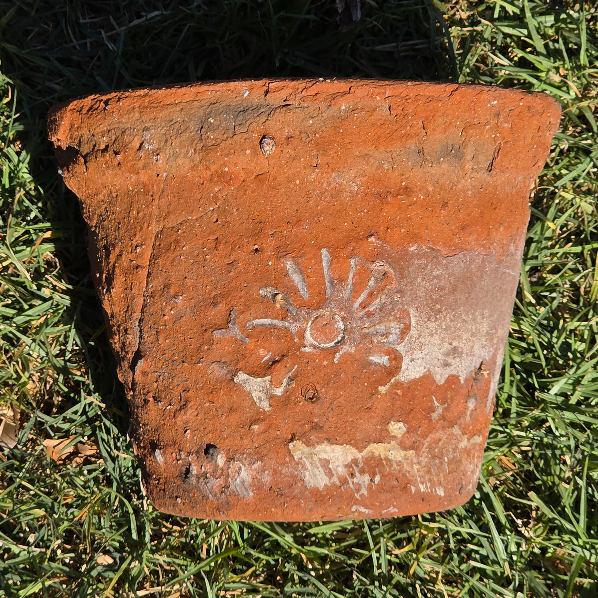 Vintage Mexican Terracotta Planter Pot Rustic Clay Flower Sun 10" Garden Mexico (Copy)