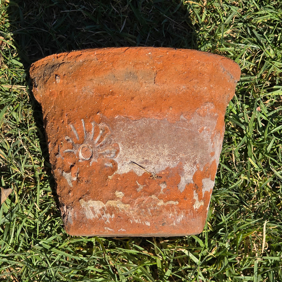 Vintage Mexican Terracotta Planter Pot Rustic Clay Flower Sun 10" Garden Mexico (Copy)