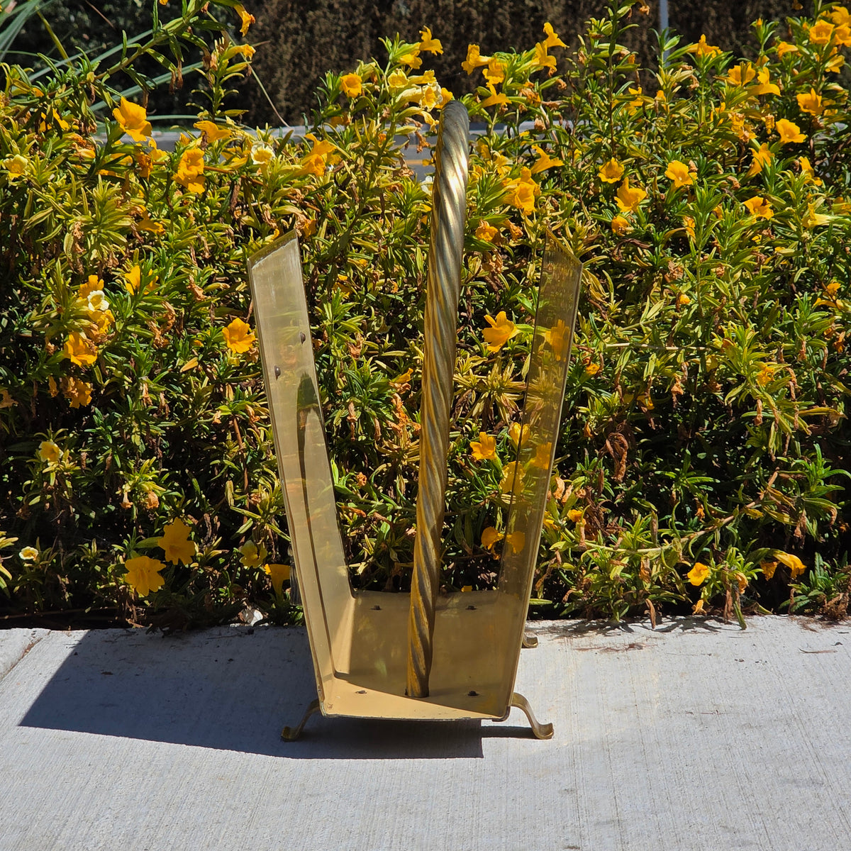 Vintage Peerage Brass Magazine Rack Holder Neoclassical Rope Tassel English 1940