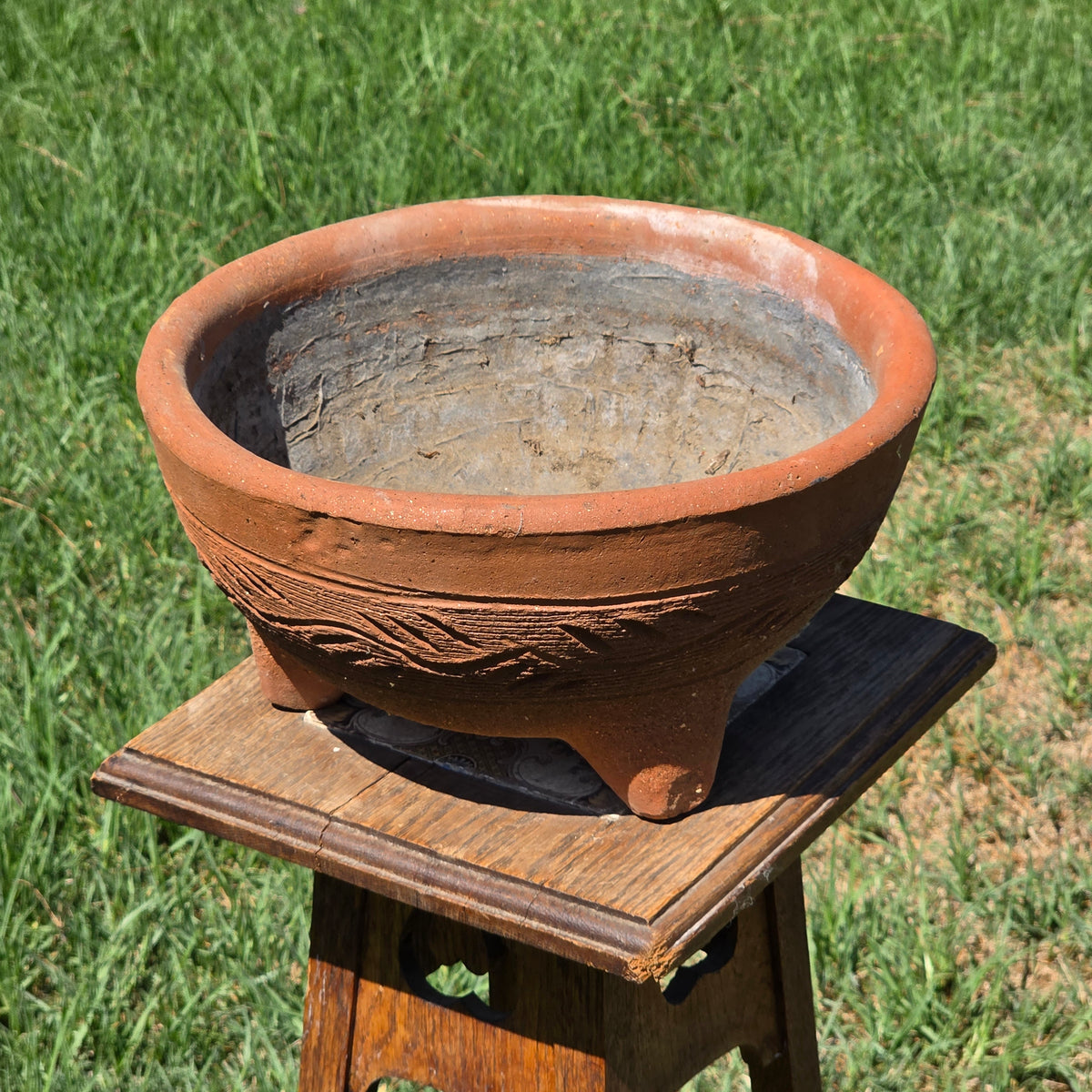Vintage Terracotta Tripod Planter 12" 3 Legged Clay Pot Succulent Bonsai Bowl