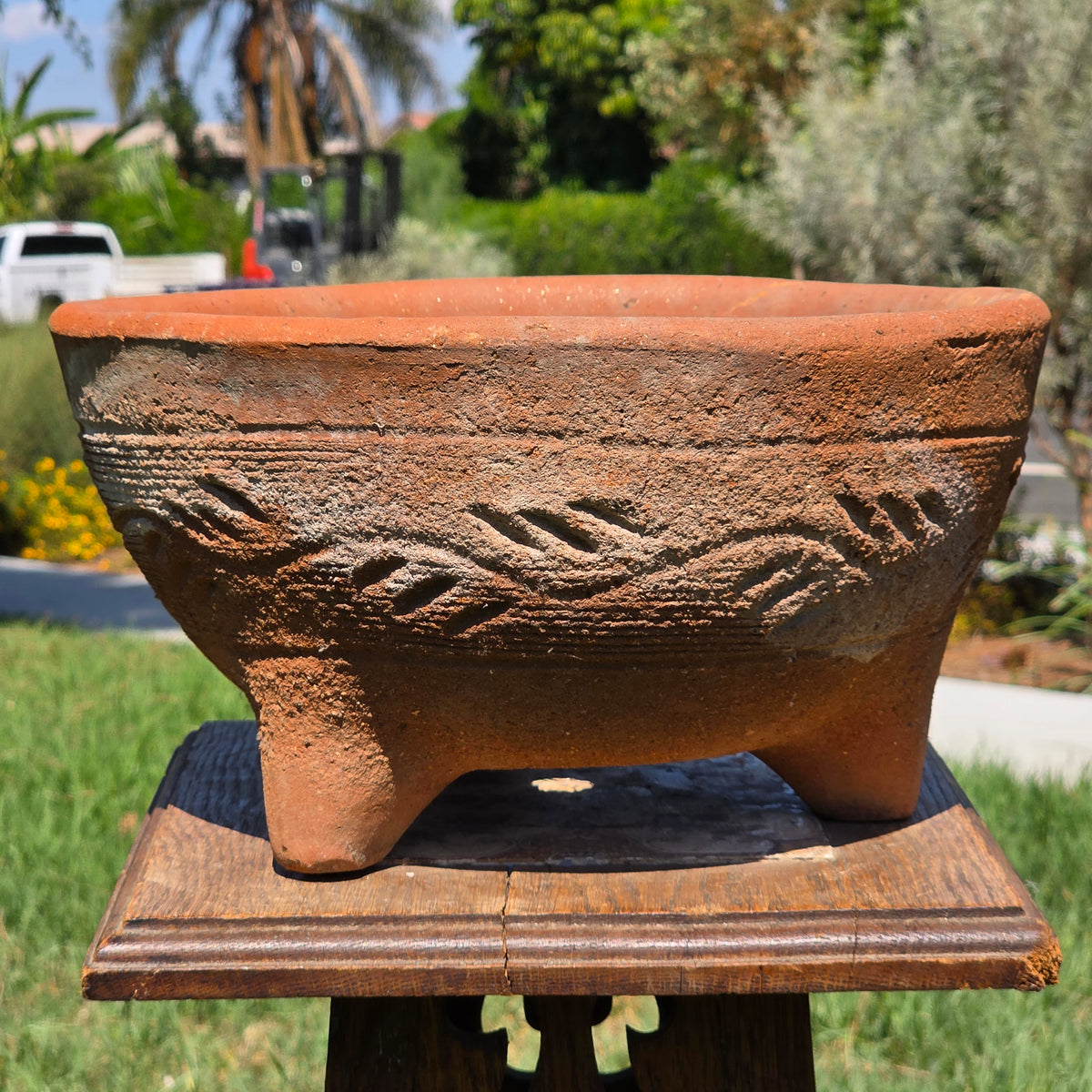 Vintage Terracotta Tripod Planter 12" 3 Legged Clay Pot Succulent Bonsai Bowl
