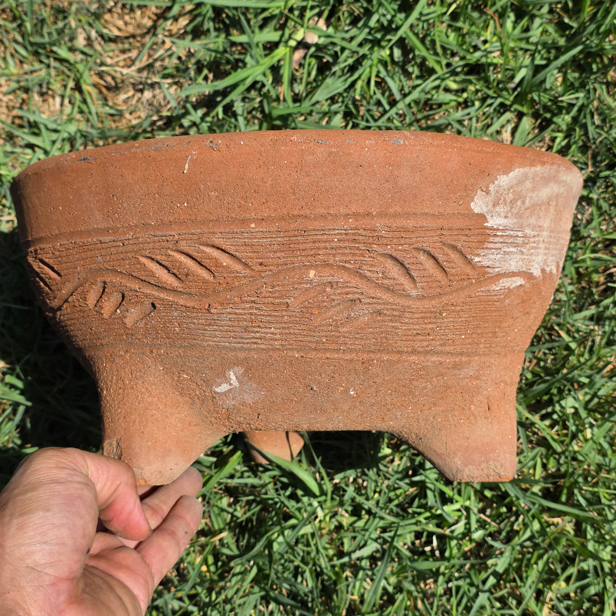 Vintage Terracotta Tripod Planter 12" 3 Legged Clay Pot Succulent Bonsai Bowl