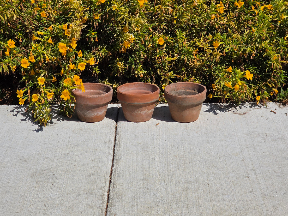Vintage Deroma Italy Terracotta Planter Pots Lot 3 Clay Flower Garden 5.5"