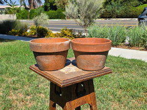 Vintage Deroma Italy Terracotta Planter Pots Lot 2 Clay Flower Garden 7" Patina