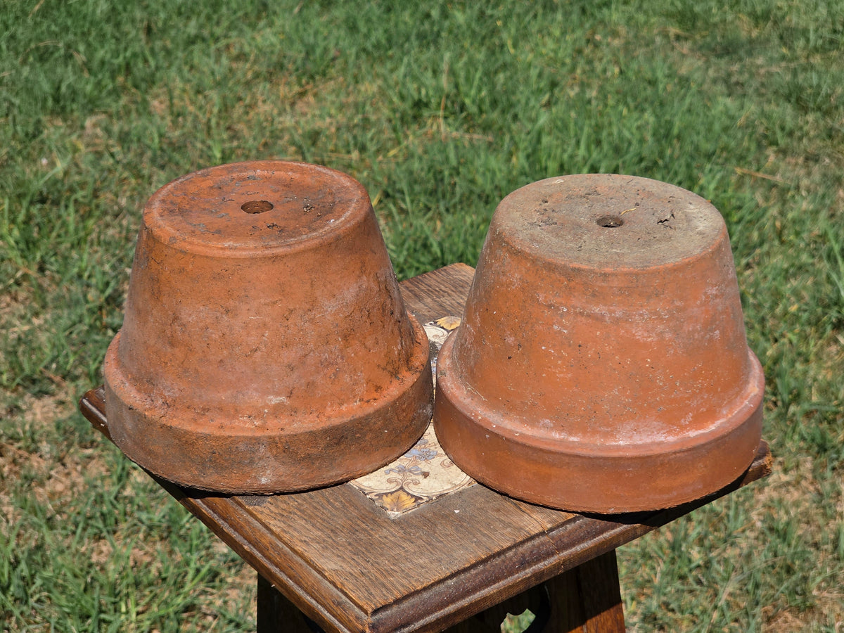 Vintage Deroma Italy Terracotta Planter Pots Lot 2 Clay Flower Garden 7" Patina