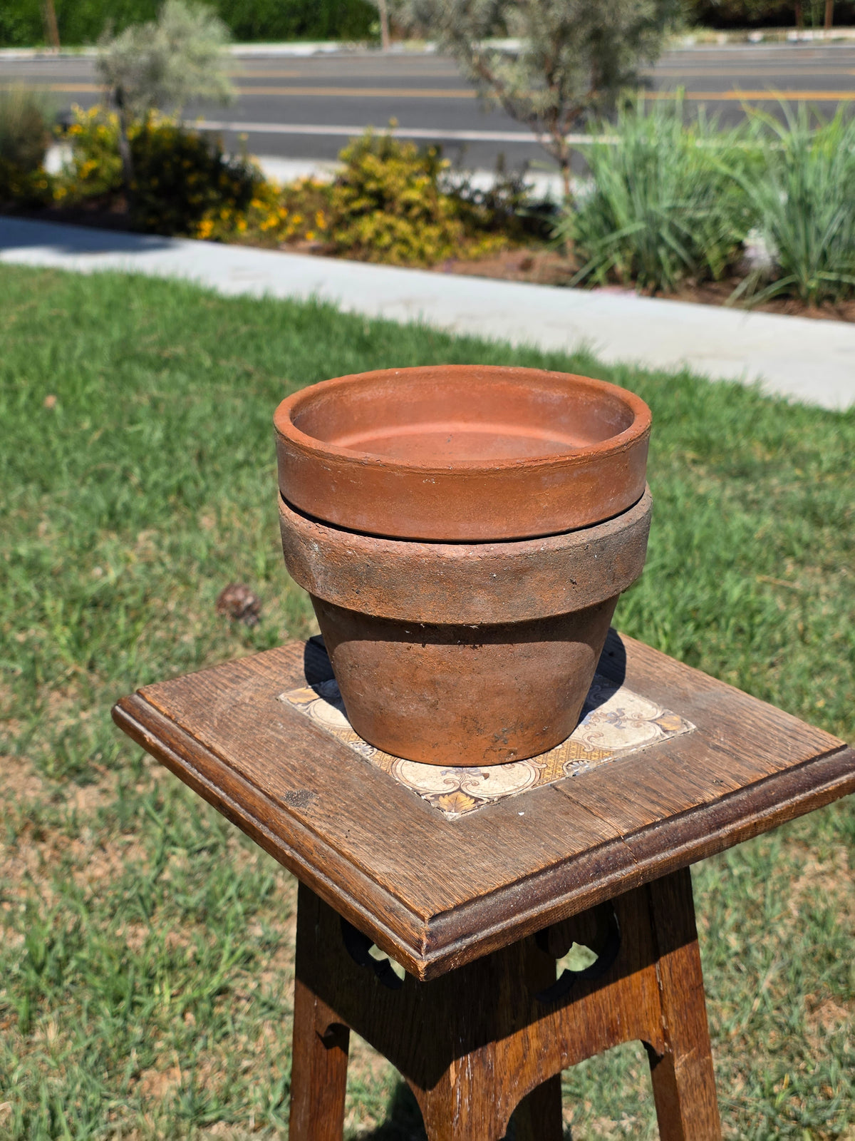 Vintage Deroma Italy Terracotta Planter Pots Lot 2 Clay Flower Garden 7" Patina