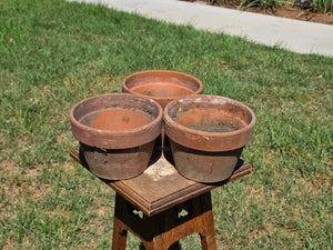 Vintage Deroma Italy Terracotta Planter Pots Lot 3 Clay Garden 7" Cracked