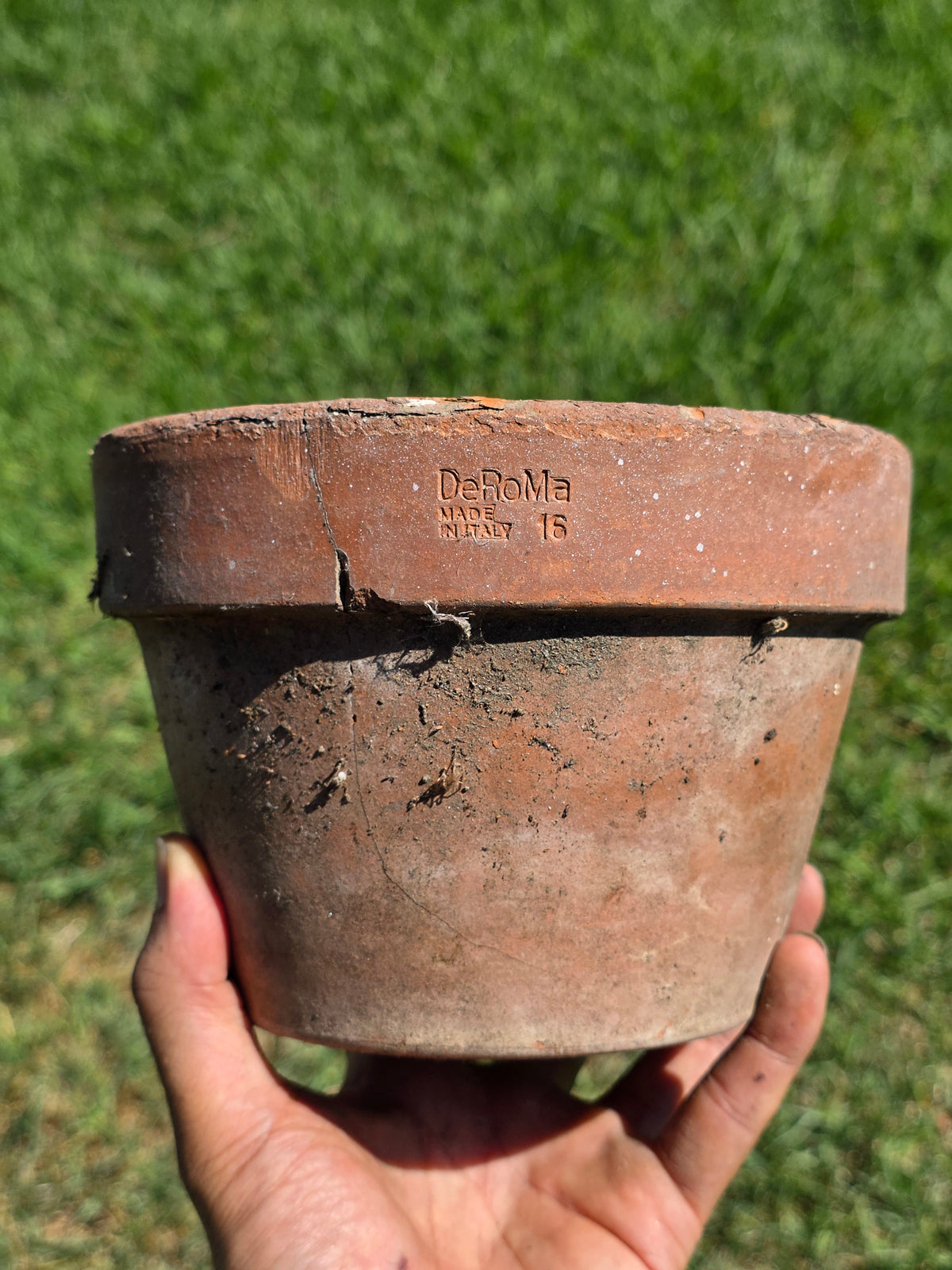 Vintage Deroma Italy Terracotta Planter Pots Lot 3 Clay Garden 7" Cracked