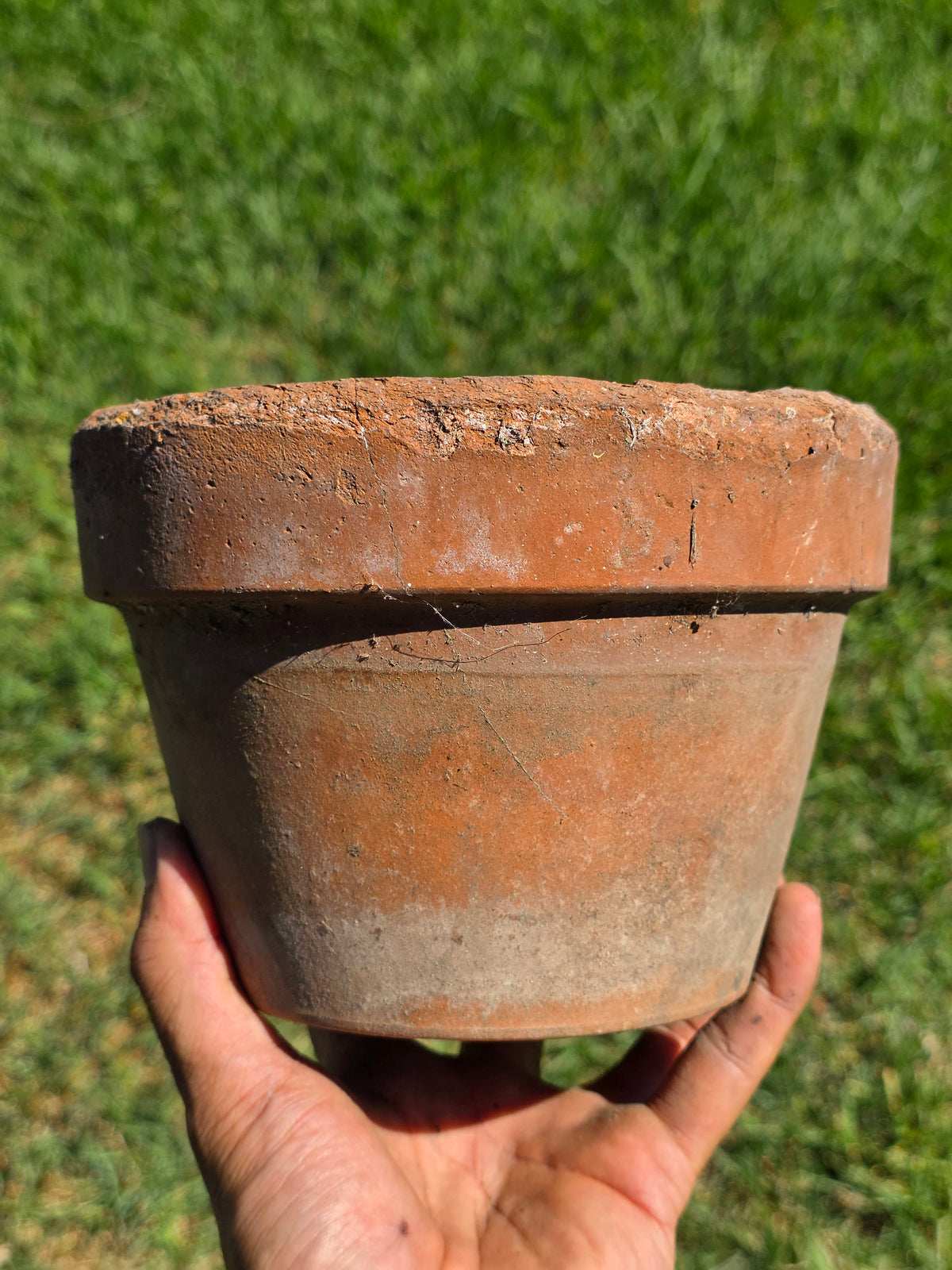 Vintage Deroma Italy Terracotta Planter Pots Lot 3 Clay Garden 7" Cracked