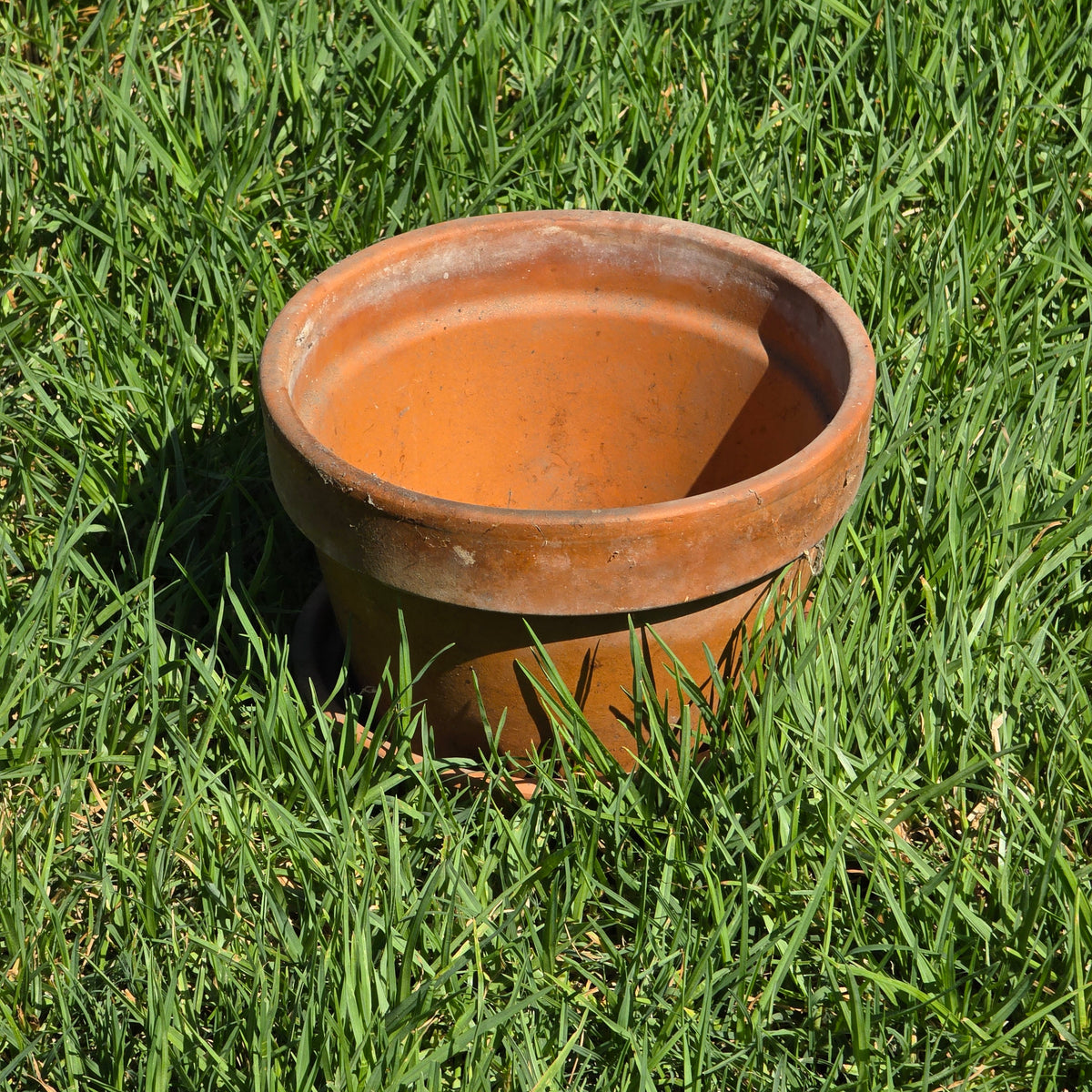 Vtg EV 21 Italian Terracotta Planter Flower Pot Deroma Saucer Set Aged Patina