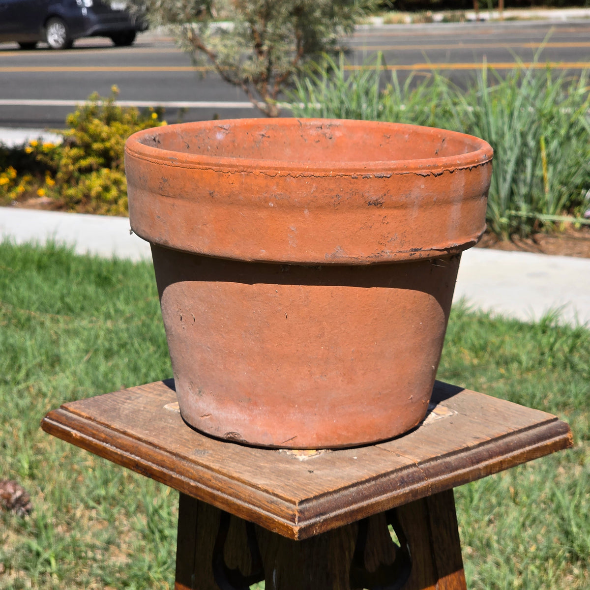 Vintage Terracotta Plant Pot Heavy 10" Clay Planter Weathered Garden Flower Pot