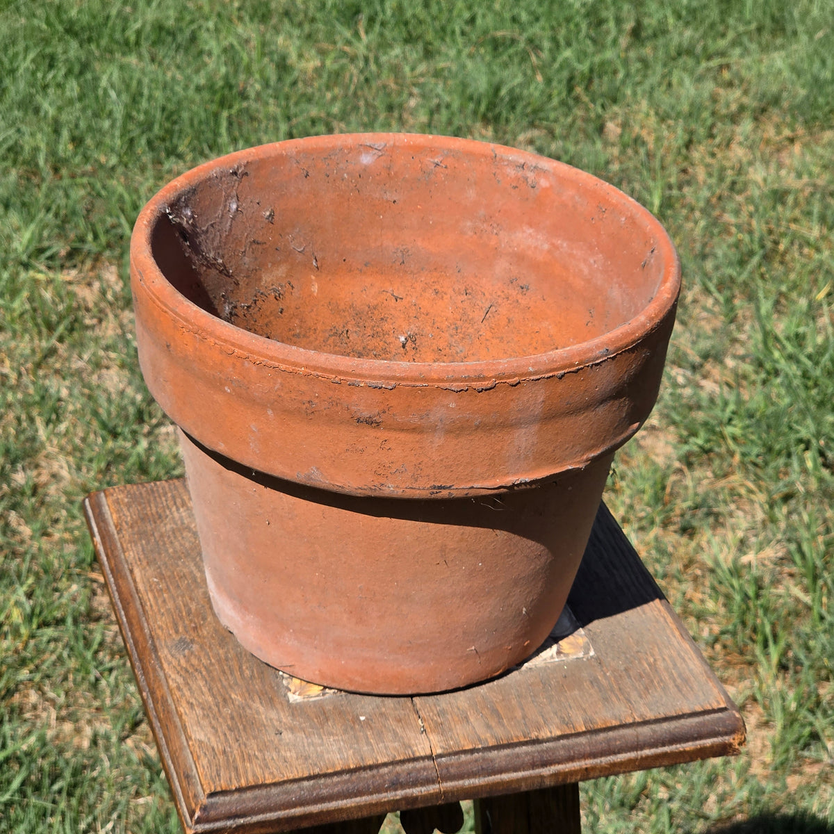 Vintage Terracotta Plant Pot Heavy 10" Clay Planter Weathered Garden Flower Pot