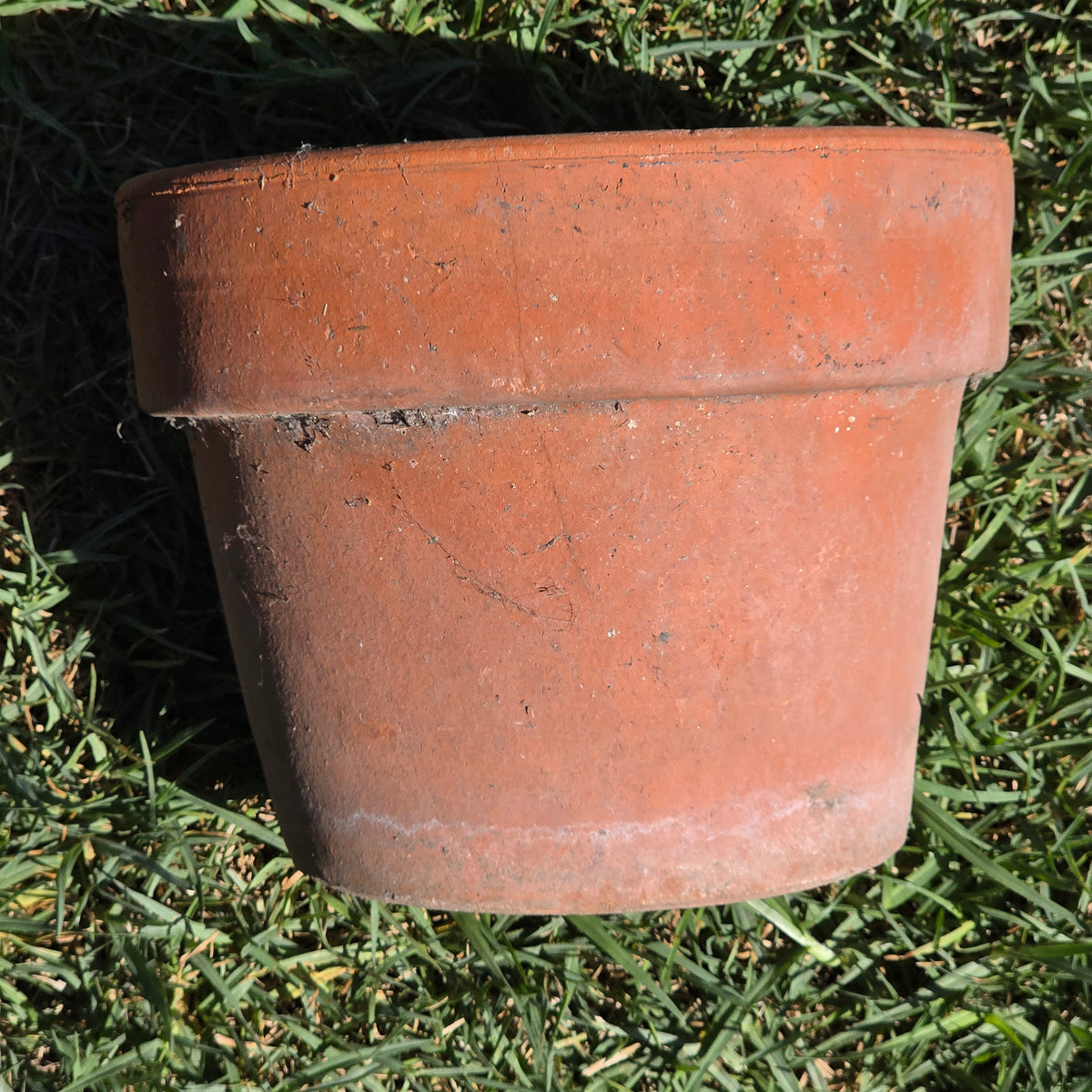 Vintage Terracotta Plant Pot Heavy 10" Clay Planter Weathered Garden Flower Pot