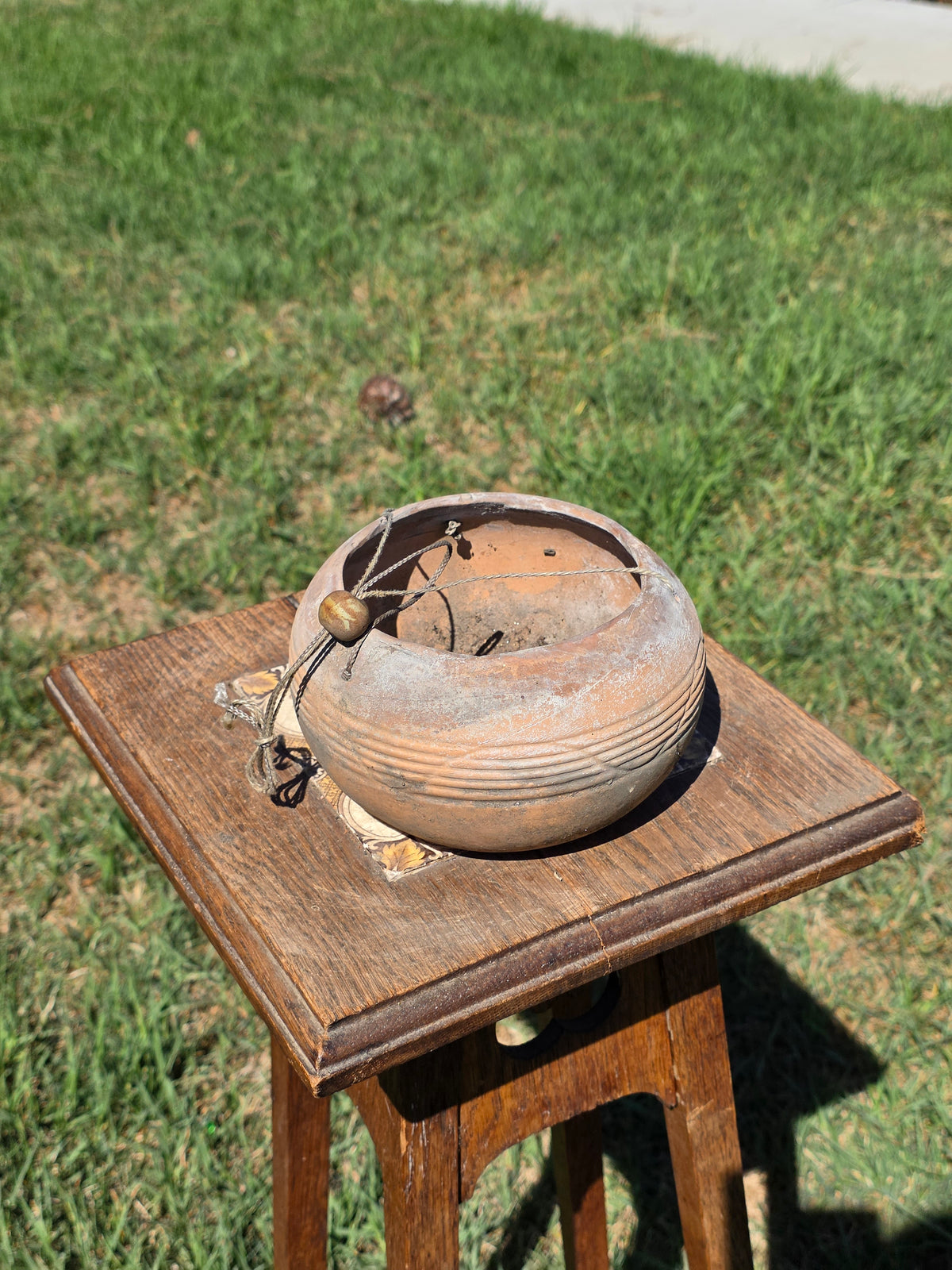 Vintage Terracotta Hanging Planter 6" Southwestern Clay Pot Boho Geometric Bowl