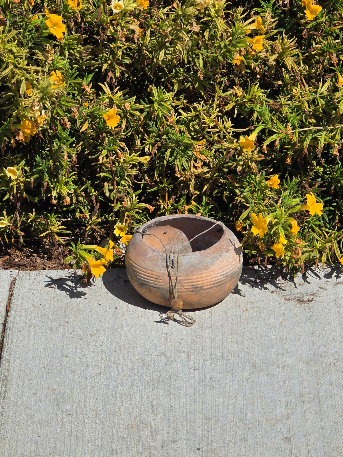 Vintage Terracotta Hanging Planter 6" Southwestern Clay Pot Boho Geometric Bowl
