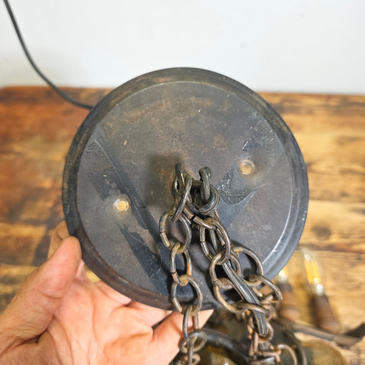 Vintage Caged Blown Glass Pumpkin Pendant Light Spanish Iron Onion Lamp Green