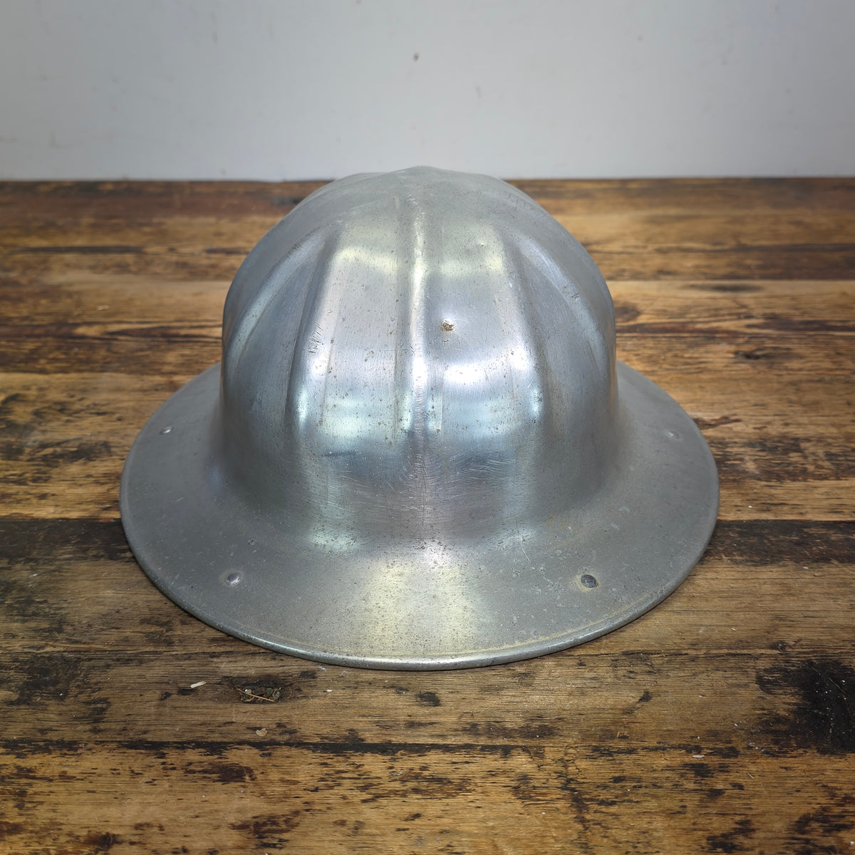 Vintage B.F. McDonald Aluminum Hard Hat Full Brim Safety Helmet Los Angeles 1950