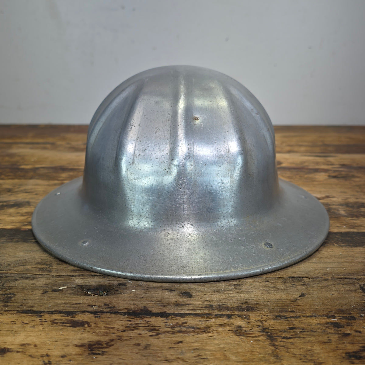 Vintage B.F. McDonald Aluminum Hard Hat Full Brim Safety Helmet Los Angeles 1950