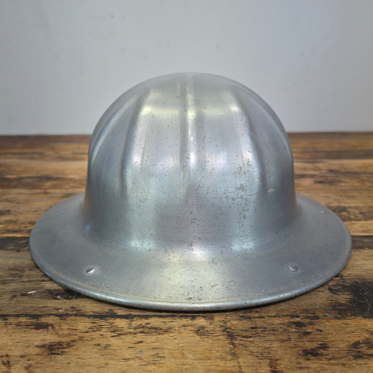 Vintage B.F. McDonald Aluminum Hard Hat Full Brim Safety Helmet Los Angeles 1950