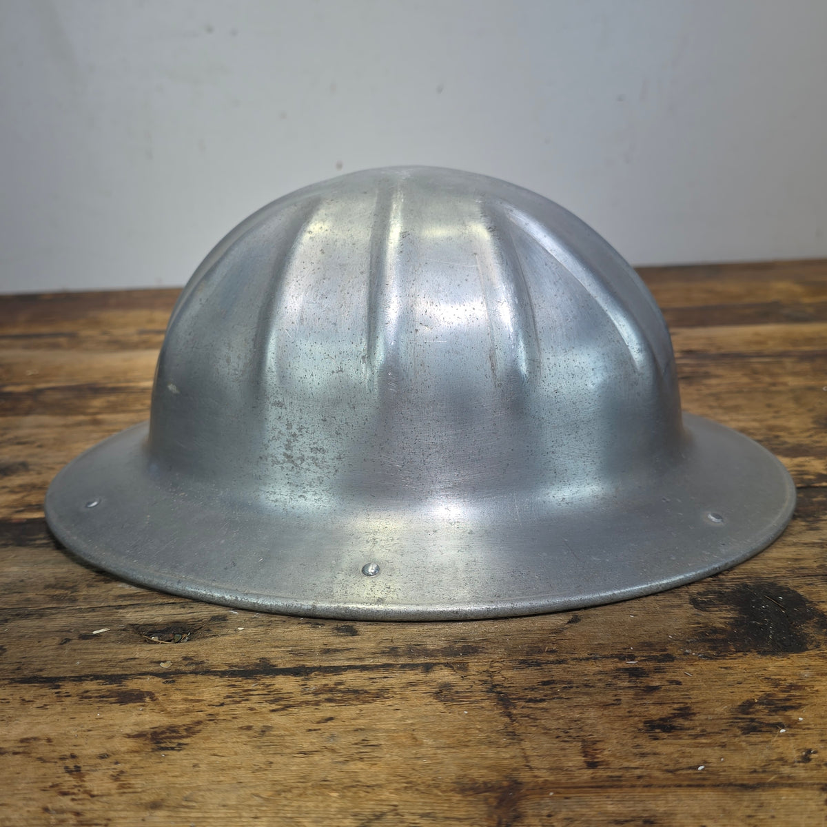 Vintage B.F. McDonald Aluminum Hard Hat Full Brim Safety Helmet Los Angeles 1950