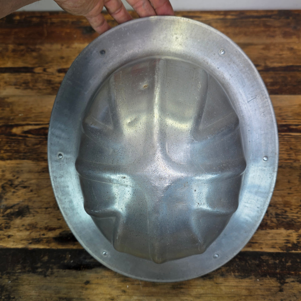 Vintage B.F. McDonald Aluminum Hard Hat Full Brim Safety Helmet Los Angeles 1950