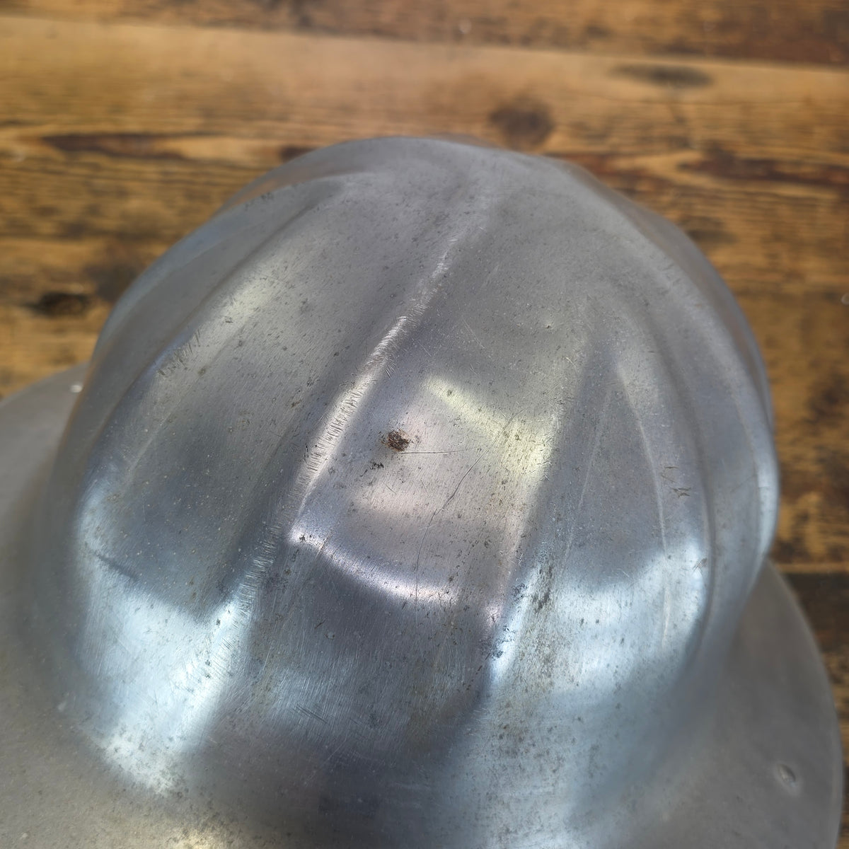 Vintage B.F. McDonald Aluminum Hard Hat Full Brim Safety Helmet Los Angeles 1950