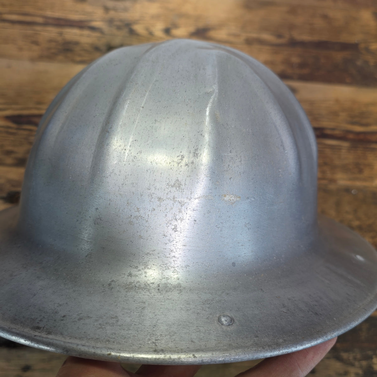 Vintage B.F. McDonald Aluminum Hard Hat Full Brim Safety Helmet Los Angeles 1950