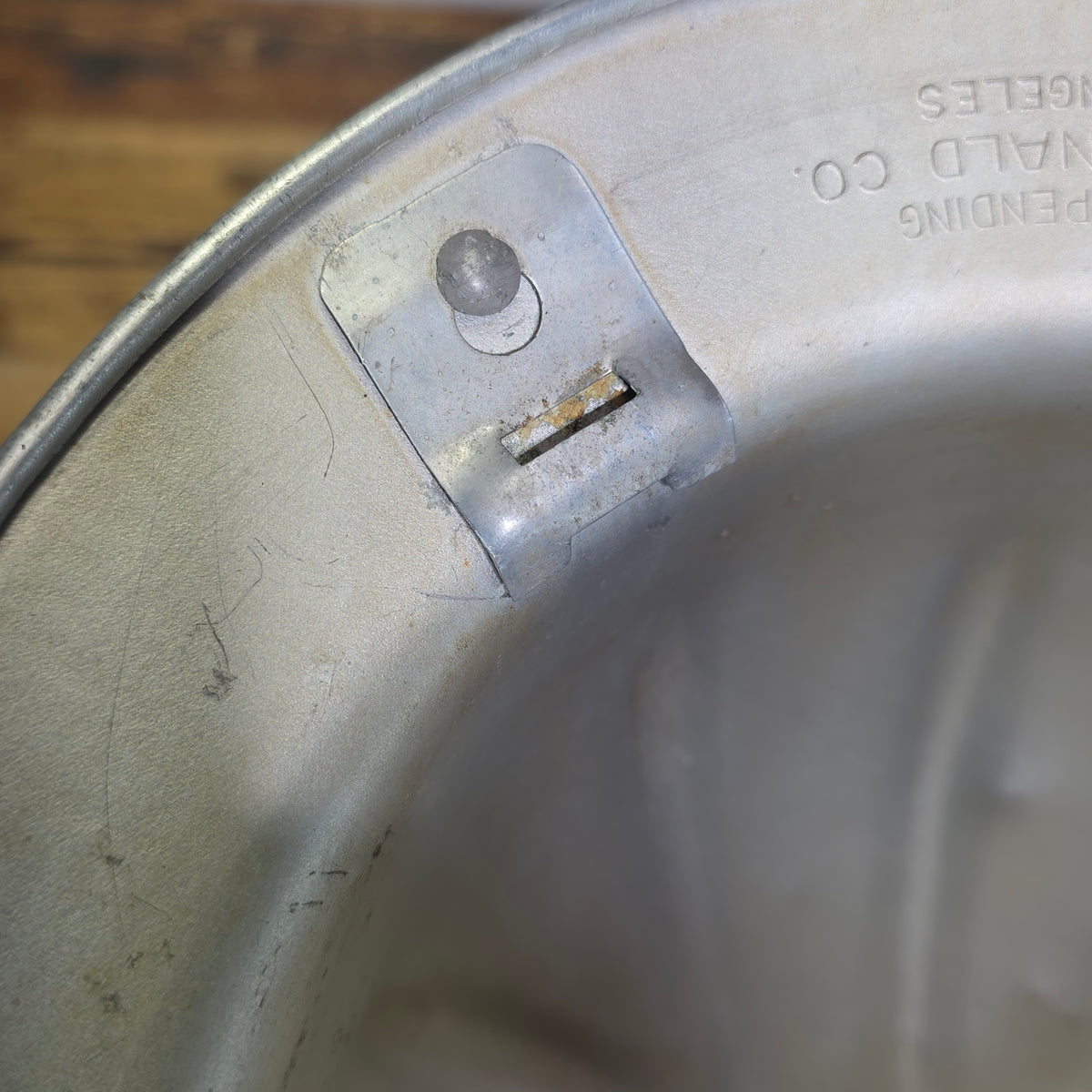Vintage B.F. McDonald Aluminum Hard Hat Full Brim Safety Helmet Los Angeles 1950