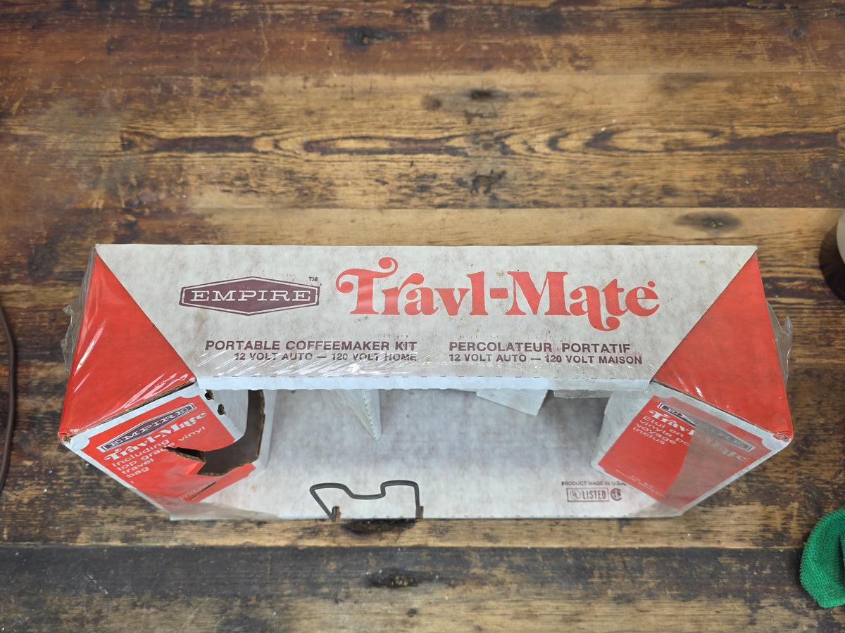 Vintage Empire Travl Mate Coffee Maker 1660-28 Almond Dual Volt 12V 120V Kit Box